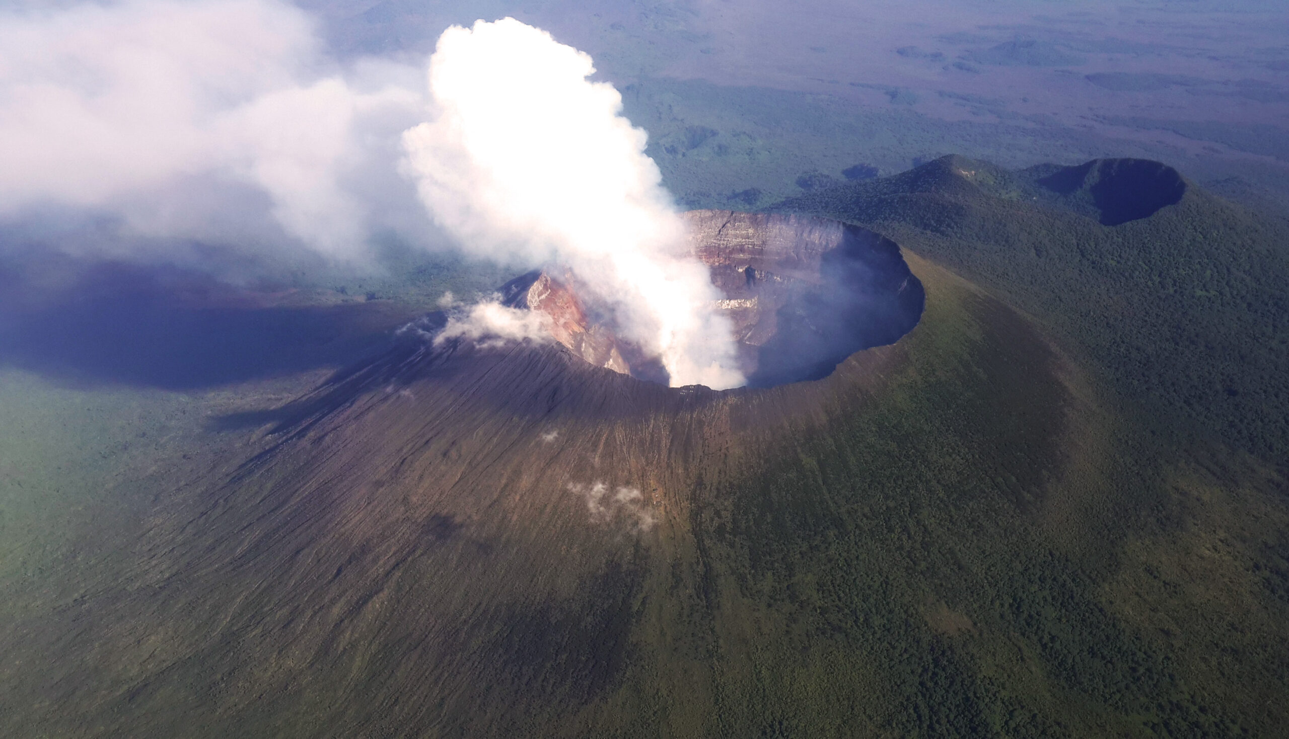 Aerial view of the Nyiragongo volcano, DR Congo