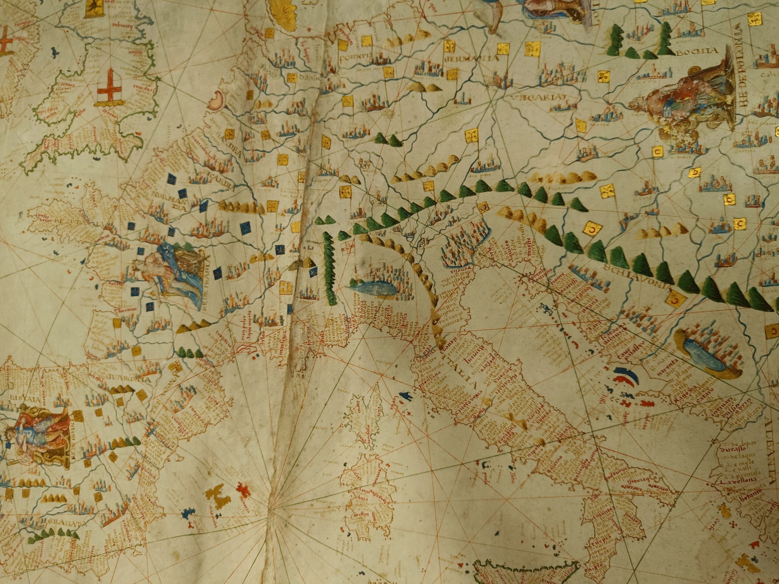 Portolan chart of Europe and the Mediterranean by Iacopo Maggiolo, 1563