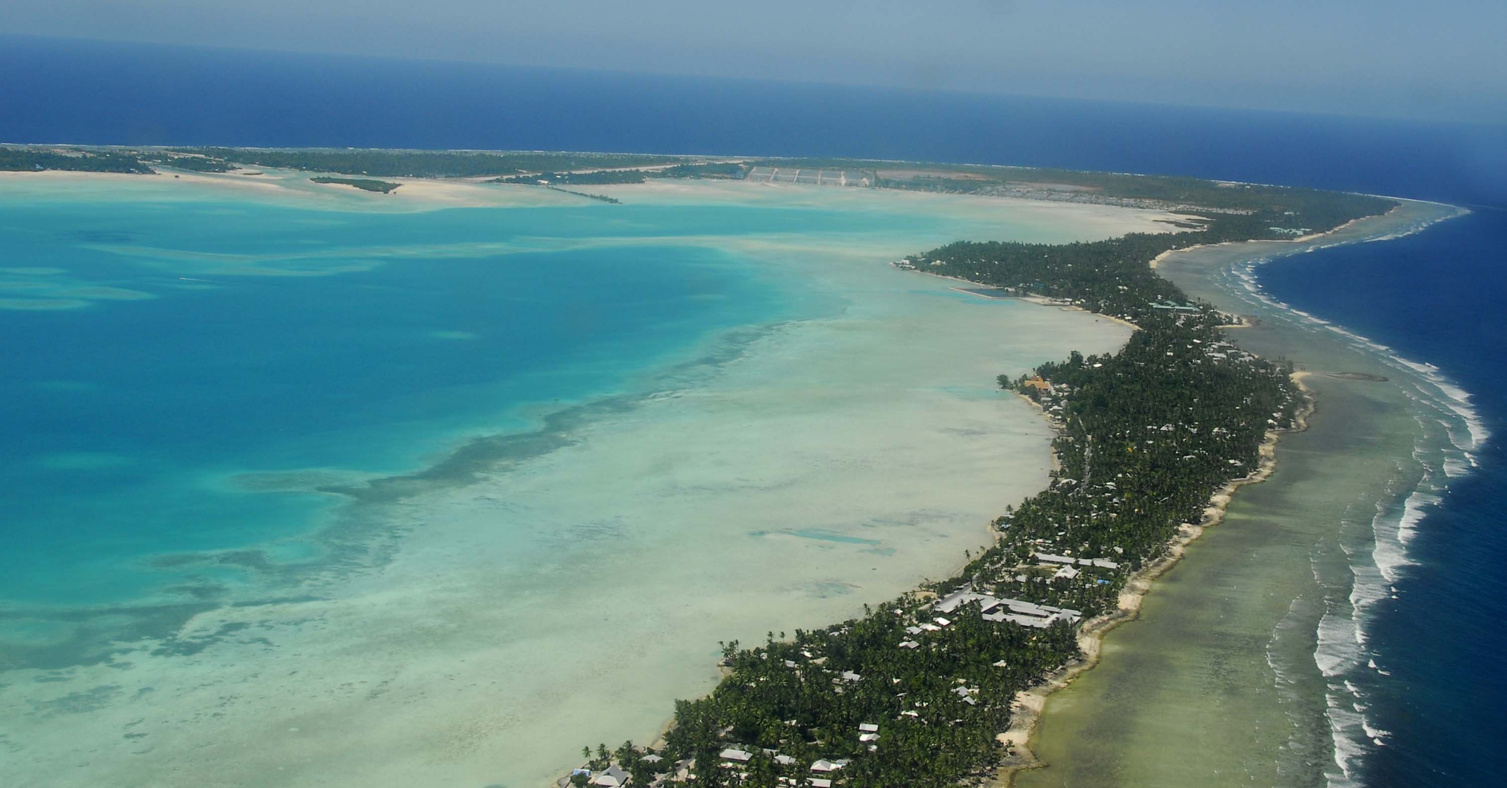 Aerial view of South Tarawa, Kiribati